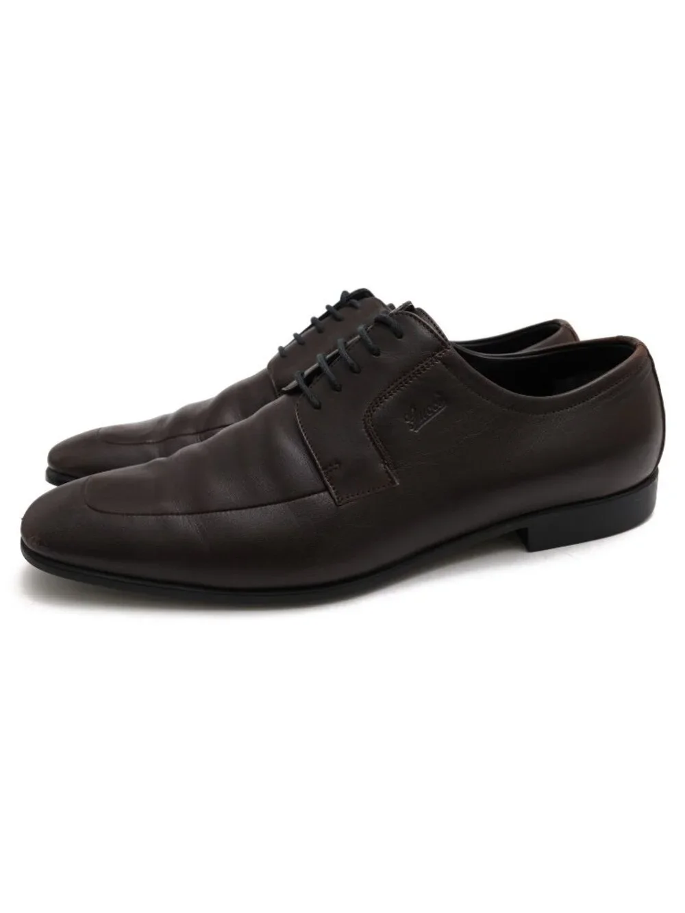 Gucci Shoes Business Leather Dark Brown Log Chip